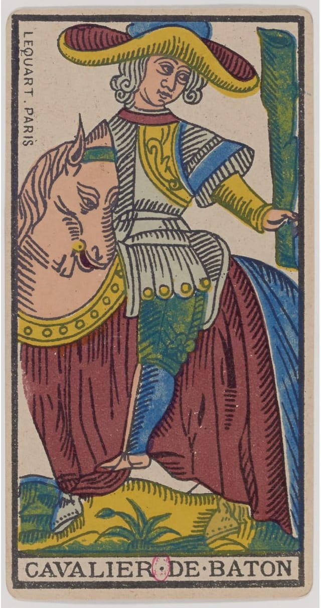 Cavalier de Bâton, lame du Tarot de Marseille