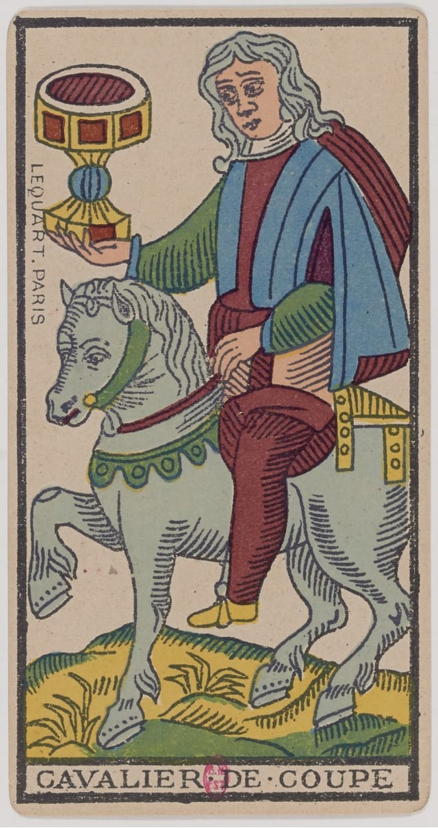 Cavalier de Coupe, lame du Tarot de Marseille