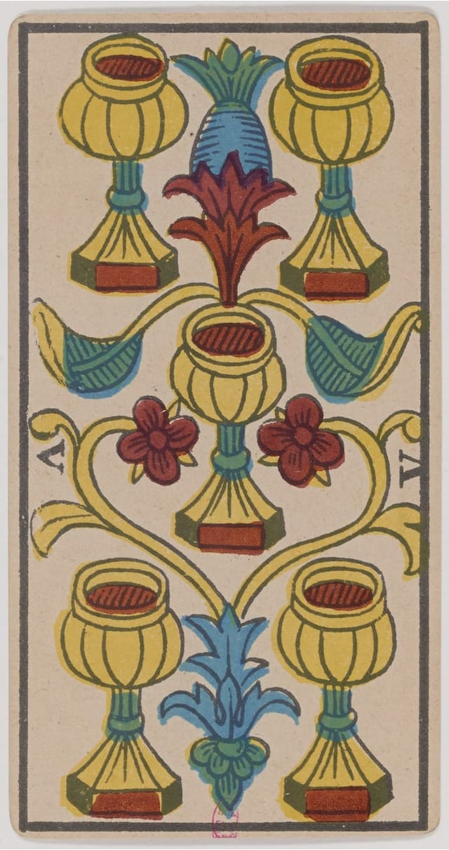 Cinq de Coupe, lame du Tarot de Marseille