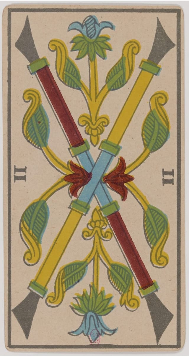 Deux de Bâton, lame du Tarot de Marseille