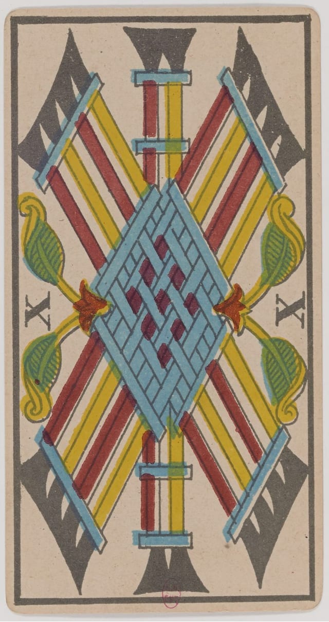 Dix de Bâton, lame du Tarot de Marseille