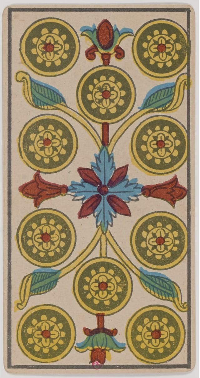 Dix de Denier, lame du Tarot de Marseille