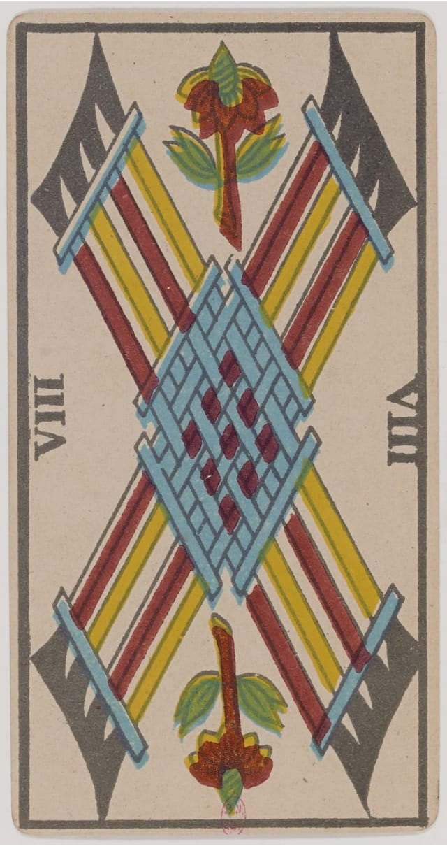 Huit de Bâton, lame du Tarot de Marseille