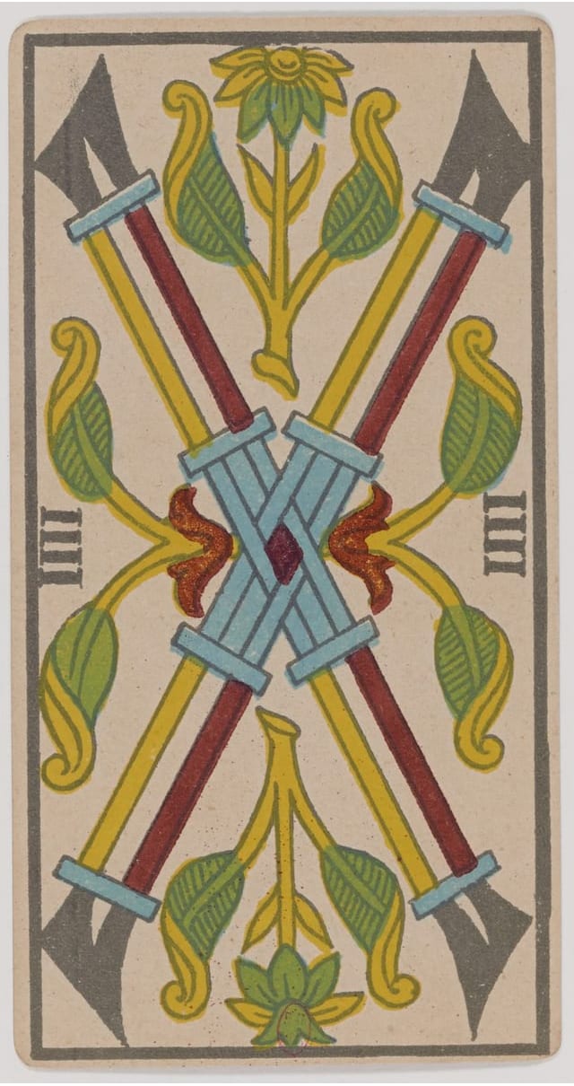 Quatre de Bâton, lame du Tarot de Marseille