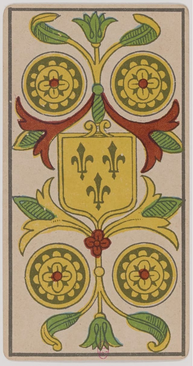 Quatre de Denier, lame du Tarot de Marseille