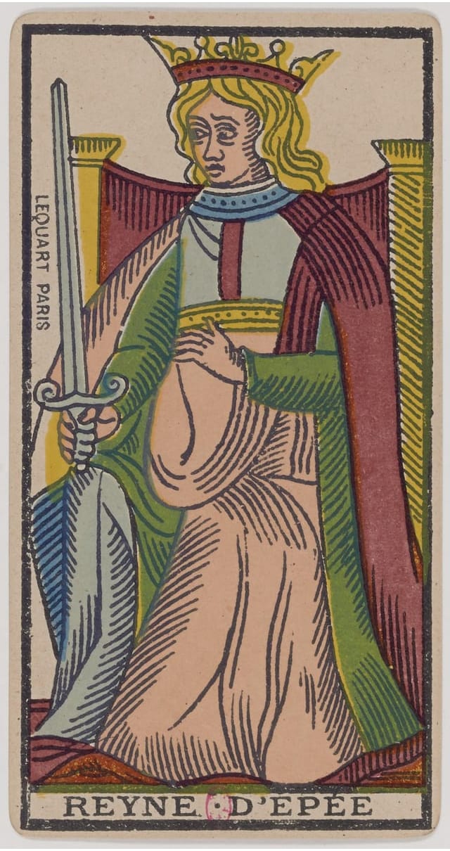 Reine d’Épée, lame du Tarot de Marseille