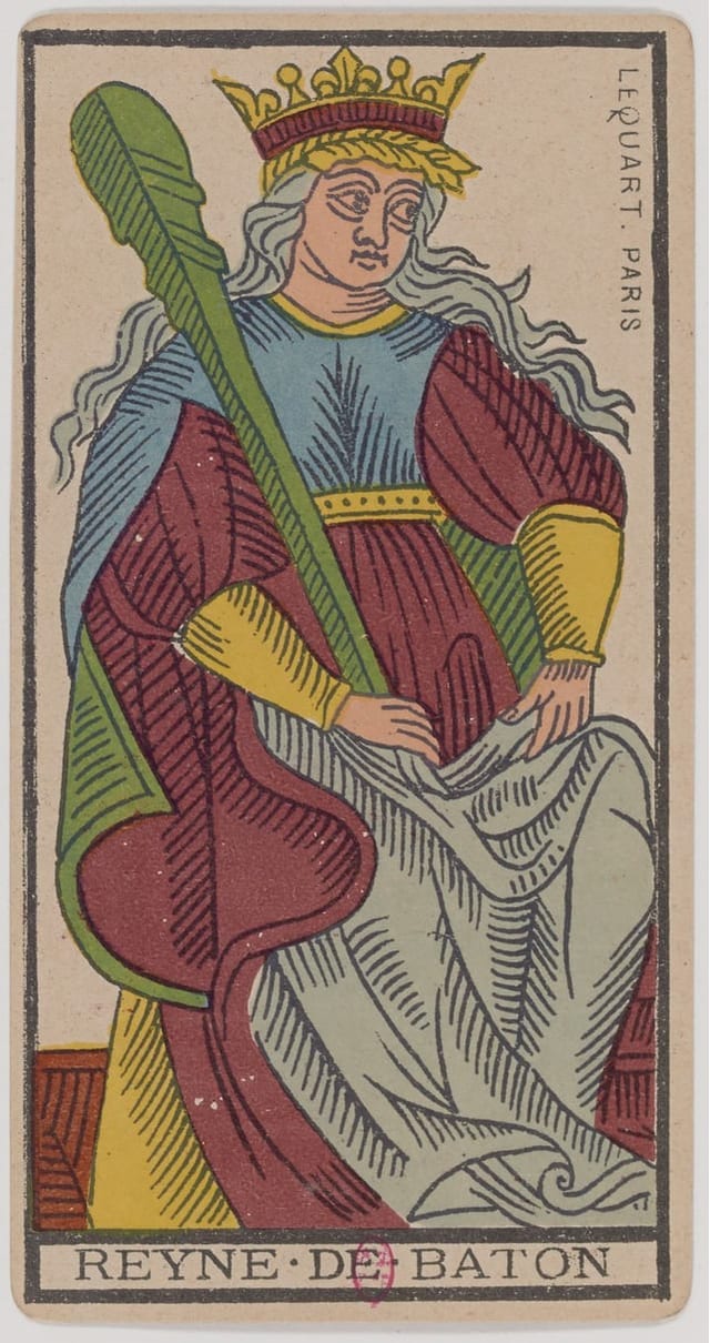 Reine de Bâton, lame du Tarot de Marseille