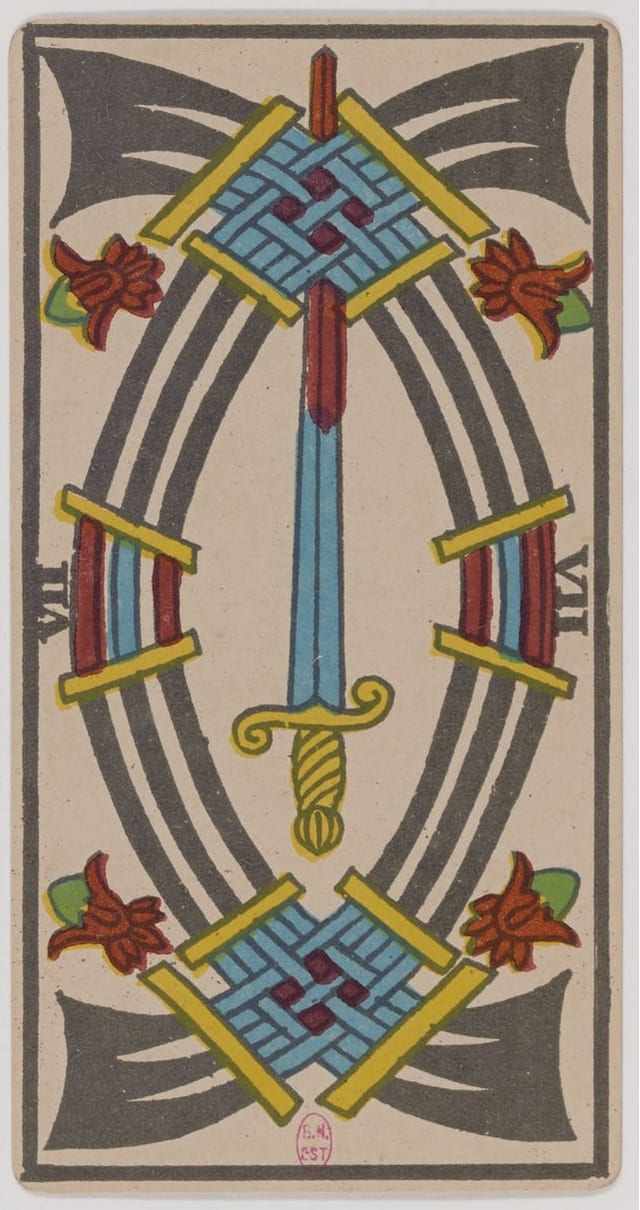 Sept d’Épée, lame du Tarot de Marseille