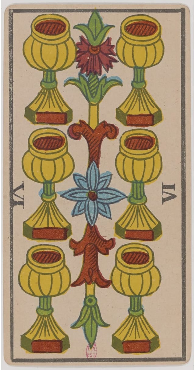 Six de Coupe, lame du Tarot de Marseille