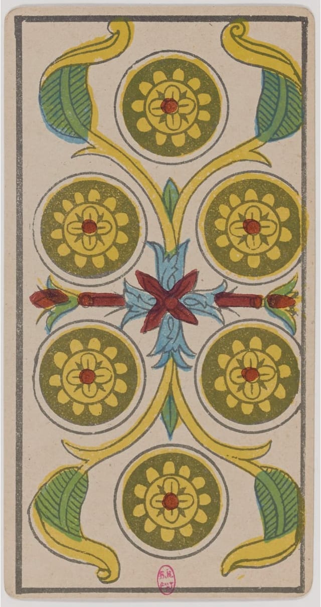 Six de Denier, lame du Tarot de Marseille