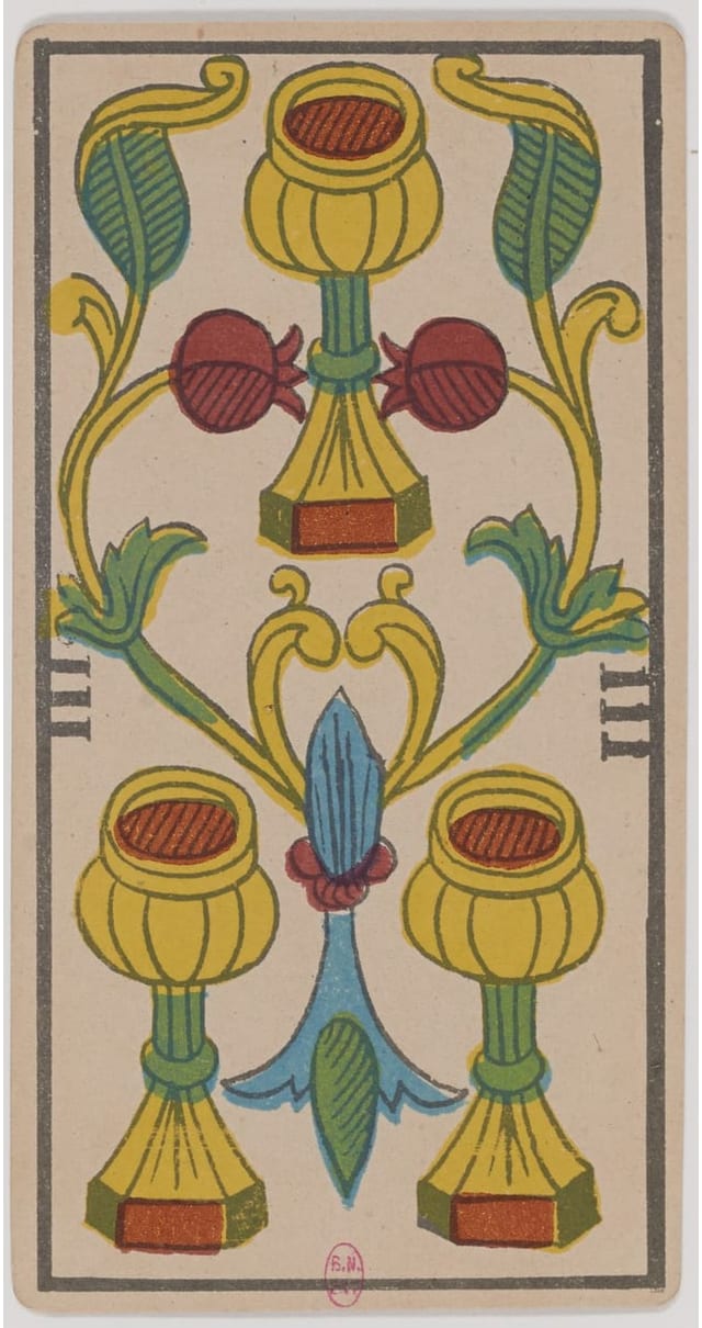 Trois de Coupe, lame du Tarot de Marseille